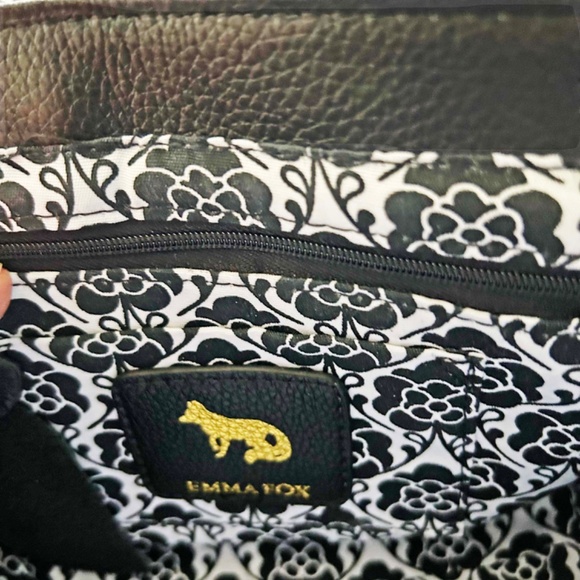 SATCHEL/CROSSBODY, EMMA FOX, LEATHER, BLACK NAVY BEIGE, HAS TOP HANDLE, REMOVABL - Picture 8 of 14